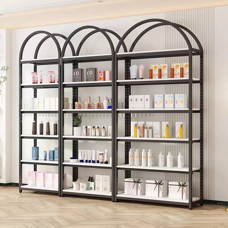 Luxury Skincare Store - ชั้นวางโชว์สินค้าสำหรับร้านเสริมสวยหรูหรา ชั้นวางเครื่องสำอาง ผลิตภัณฑ์ดูแลผิวและเล็บ ตู้โชว์สินค้า ชั้นวางเก็บของ