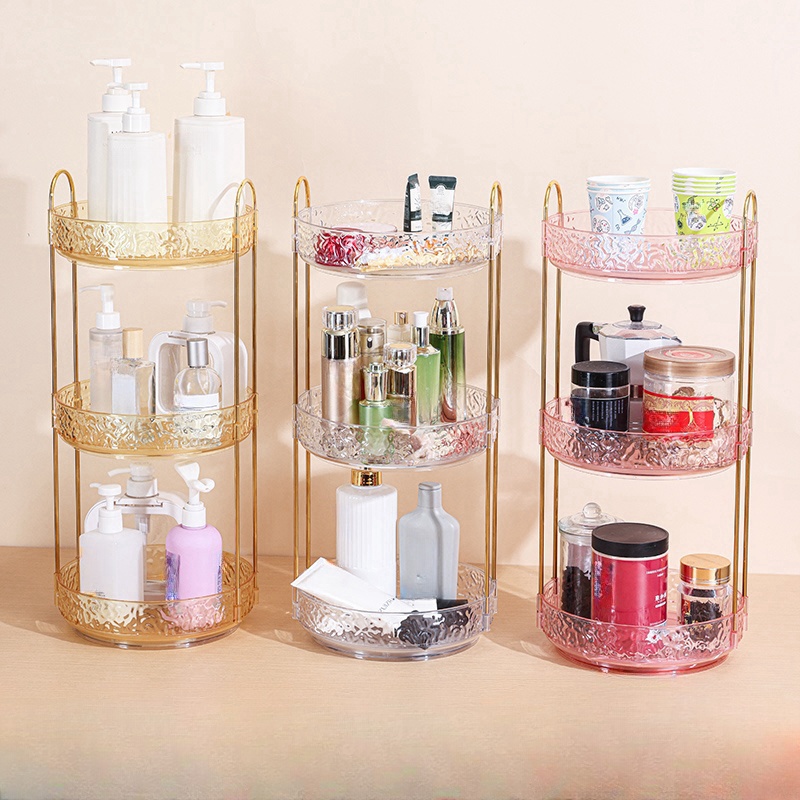 Luxury Skincare Gift Box - กล่องเก็บเครื่องสำอางหรูหราน้ำหนักเบาโต๊ะเครื่องแป้งชั้นเก็บของหมุนได้หลายชั้นน้ำหอมในห้องน้ำและผลิตภัณฑ์ดูแลผิว ST