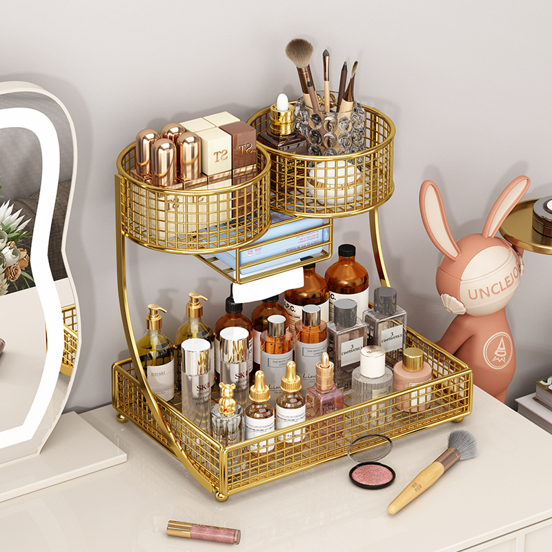 Luxury Skincare Gift Box - กล่องจัดระเบียบเครื่องสำอางหรูหราสำหรับโต๊ะเครื่องแป้ง ที่เก็บผลิตภัณฑ์ดูแลผิว ชั้นวางของอเนกประสงค์ ของขวัญที่ใช้งานได้จริงสำหรับห้องน้ำ ห้องนอน และโต๊ะเครื่องแป้ง