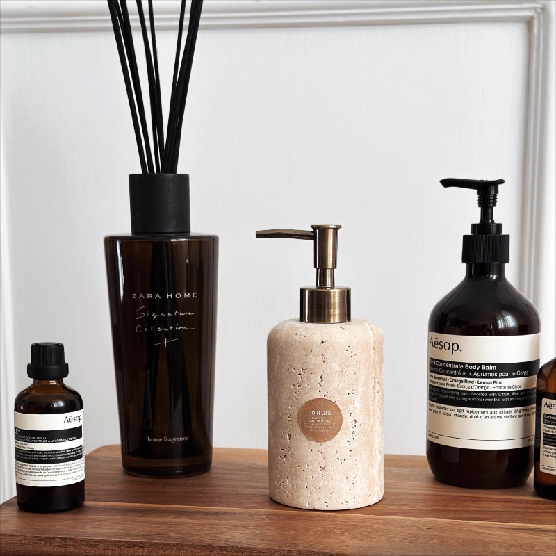 Luxury Skincare Jars - เครื่องจ่ายโลชั่นหินธรรมชาติ, ขวดสบู่รีฟิล, โถบํารุงผิวแบบปั๊มเรียบ, ภาชนะบรรจุของเหลวในห้องน้ําสุดหรู