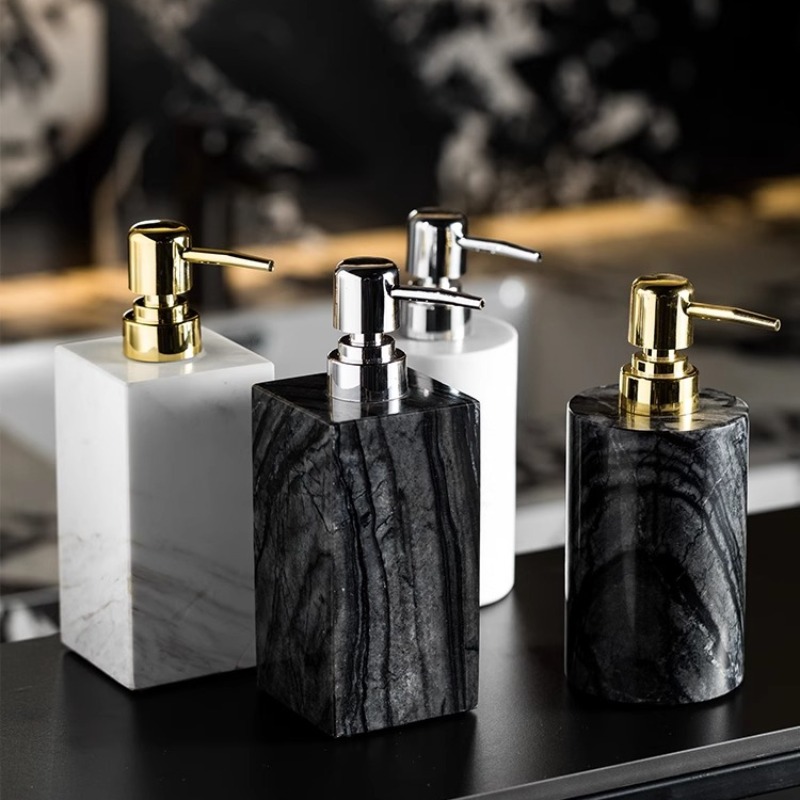 Luxury Skincare Jars - ขวดใส่สบู่หินอ่อนธรรมชาติ, คอนเทนเนอร์โลชั่นห้องน้ํากันลื่น, ขวดแชมพูโรงแรมแบบรีฟิล, ขวดบํารุงผิวหรูหรา
